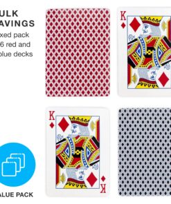 Brybelly 12 Decks of Playing Cards|Poker Wide Size (6 Red/6 Blue)|Plastic Coated Cards for Poker, Blackjack| Regular Index one 16 81IxV3QpVPL