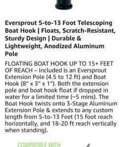 EVERSPROUT Telescoping Boat Hook | Floats, Scratch-Resistant, Sturdy Design | Durable & Lightweight, 3-Stage Anodized Aluminum Pole | Threaded End for Boating Accessories 12 Foot Pole 21 81IzUSZV9FL