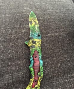 Promithi Camo EDC Small Pocket Knife Stainless Steel Blade Camping Hunting Survival Outdoor Folding Knife,Collection Knives,8 Inch,Colorful,with Belt Clip (Yellow) 29 81J Cdec8rL