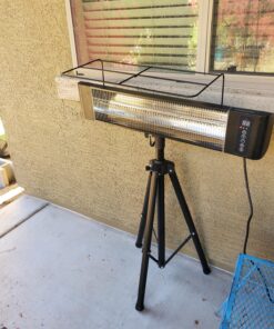 VAGKRI Outdoor Heaters, 1s Heating Electric Infrared Patio Heaters with Remote, 12H Timer, 3 Heat Levels, IP65 Waterproof, Electric Wall Heaters with Tripod Stand for Home, Office, Patio and Garage Black 43 81J0WDFr9oL