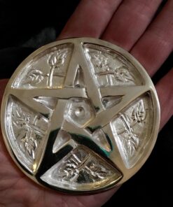 New Age Imports, Inc. - Pentagram Altar Tile Solid Brass with Silver Plating 3-Inches Diameter. 31 81J0gJ7 8aL