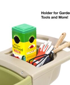 Simplay3 Easy Haul Wheelbarrow with Garden Tool Storage Tray, Durable Heavy-Duty Plastic Wheelbarrow with Large Easy Turn Wheels - Green, Made in USA 11 81J24Bu6m0L