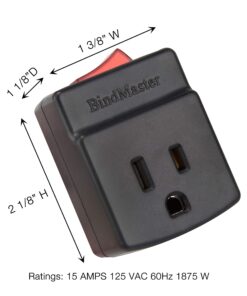 BindmMaster 3 Prong Grounded Single Port Power Adapter with Red Light Indicator On/Off Switch to be Energy Saving, Black (3 Pack)… 3 Pack Black Grounded 10 81J2znD4YLL