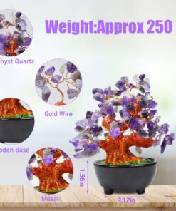 Parma77 Amethyst Crystal Tree, Purple Healing Crystals Gemstones Bonsai Money Tree, Purple Room Decor Cubicle Office Desk Decor for Women, Feng Shui Wealth and Luck Spiritual Gifts for Women 28 81J3Ss0apoL