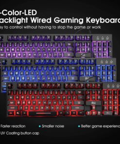 Rii Gaming Keyboard and Mouse Set, 3-LED Backlit Mechanical Feel Business Office Keyboard Colorful Breathing Backlit Gaming Mouse for Working or Primer Gaming,Office Device (RK108) 22 81J45jCfgL