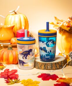 Zak Designs Kelso Toddler Cups For Travel or At Home, 15oz 2-Pack Durable Plastic Sippy Cups With Leak-Proof Design is Perfect For Kids (DinoRoar, Zaksaurus) DinoRoar & Zaksaurus 14 81J4REDVIxL