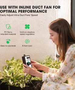 VIVOSUN Variable Fan Speed Controller, Speed Adjuster for Inline Duct Fan in Ventilation System Power Cord 22 81J7p91hPuL