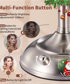 VESAUR Professional 8.5" Large Lighted Makeup Mirror Updated with 3 Color Lights, 1X/10X Magnifying Swivel Vanity Brightness Dimmable Cosmetic Mirror with 48 Premium LED Lights, Senior Pearl Nickel X-Large 26 81J7uj0tqL