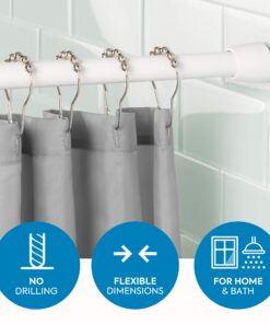 Alternative view of iDesign Cameo Metal Large Expandable Constant Tension Shower Rod, Bathroom Curtain Pole for Master, Guest, Kids' Bathroom, Adjustable from 50"-87", White,78672 50"-87"