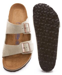 Birkenstock Men's Amalfi Leather Soft Footbed Arizona Sandals 5-5.5 Taupe Suede 7 81J8450uMnL