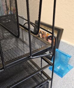 Marbrasse Desk Organiser Drawer, 4-Tier Mesh Desk File Organiser,5 Vertical File Holders and 2 Pen Holders, Multifunction Desktop Organizer,Desk Organizers and Accessories for Home Office Mesh Vertical File Folder - 01 30 81JA4p05bL