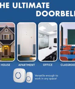 SadoTech Wireless Doorbells for Home, Apartments, Businesses, Classrooms, etc. - 1 Door Bell Ringer & 2 Plug-In Chime Receiver, Battery Operated, Easy-to-Use, Wireless Doorbell w/LED Flash, Gray 1 push button + 2 receiver 17 81JCsPJ CwL 4