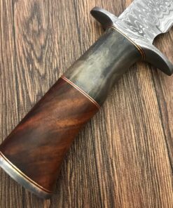 Handmade Damascus Steel 15.25 Inches Bowie Knife - Solid Marindi Wood/Bone Handle(Case/Knife may vary slightly) (REG-49) REG-49 10 81JDurIi8VL