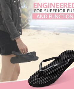 Bumpers Massage Flip Flops for Women - Indoor & Outdoor Women's Flip-Flops, Beach Sandals for Women, Acupressure Slippers 5-6 Black & Light Blue 13 81JGV YFmbL