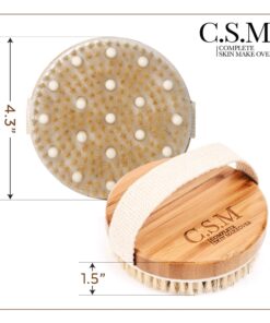 CSM Dry Body Brush for Beautiful Skin - Solid Wood Frame & Boar Hair Exfoliating Brush to Exfoliate & Soften Skin, Improve Circulation, Stop Ingrown Hairs, and Reduce The Appearance Cellulite 38 81JGVLu6MzL