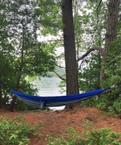 OuterEQ Portable Parachute Nylon Fabric Travel Camping Hammock Blue/Grey Approx 275cm x 140cm 16 81JH9f5gzjL