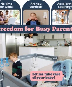 TODALE Baby Playpen for Toddler, Large Baby Playard, Indoor & Outdoor Kids Activity Center with Anti-Slip Base, Sturdy Safety Play Yard with Soft Breathable Mesh, Playpen for Babies(Gray,50”×50”) 50x50x27 Inch (Pack of 1) Grey 28 81JHzAQMVkL