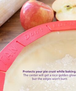 Talisman Designs Baking Pie Crust Shield Protector Cover for Edges of Pie - 8-inch to 11.5-inch Adjustable Silicone Baking Accessory for Making the Perfect Pie | Set of 1 Red Pie Shield - Set of 1 31 81JIyapa86L