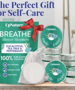UpNature Shower Steamers Aromatherapy, Breathe 12pcs - Eucalyptus Shower Steamer with 100% Pure Natural Eucalyptus, Tea Tree & Peppermint Essential Oil Vapor Shower Tablets for Sinus Relief Breathe Easy 20 81JJ1mP0w8L
