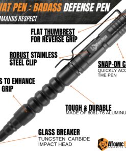 The Atomic Bear Tactical Pen - Pen With Window Breaker - Used in Police and Military Gear - Ballpoint Pens with Free 2nd ink refill 26 81JJoqA5IL