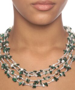 HinsonGayle 4-Strand Handwoven Gemstone & Freshwater Cultured Pearl Necklace Aquamarine Lt Blue 8 81JLNdaYcTL