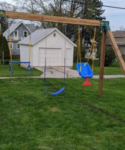 Jungle Gym Kingdom Swing Sets for Backyard, Monkey Bars & Swingset Accessories - Set Includes 18" Trapeze Swing Bar & 48" Heavy Duty Chain with Locking Carabiners - Outdoor Play Equipment (Blue) Blue 25 81JLf5WnLPL 1