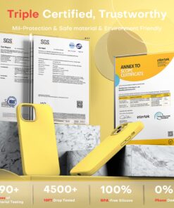 TOCOL 5 in 1 for iPhone 14 Case, with 2 Pack Screen Protector + 2 Pack Camera Lens Protector, Liquid Silicone Phone Case for iPhone 14, Yellow for iPhone 14 6.1" 11 81JMPWD81oL