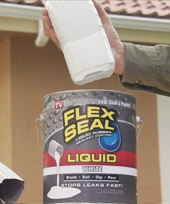 Flex Seal Liquid, 32 oz, White, Liquid Rubber Coating Sealant, Waterproof, Flexible, Breathable, and UV Resistant, Roof Repair, Basements, RV, Campers, Trailers, Marine, EPDM, Masonry 32-oz 25 81JNwOj RpL