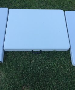 Best Choice Products 3-Piece 6ft Portable Folding Weather-Resistant Resin Table and Bench Set w/Carrying Handles and Rubber Foot Caps for Picnic, Home, and Commercial Use, White 20 81JOihDfWOL