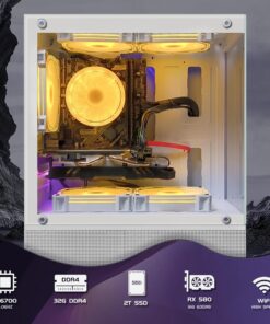 STGAubron Gaming Desktop PC,Intel Core i7-6700 up to 4.0G,32G DDR4,2T SSD,Radeon RX 580 16G GDDR5,600M WiFi,BT 5.0,RGB Fan x 3,RGB Keyboard&Mouse,RGB Mouse Pad,RGB BT Sound Bar,W10H64 10 81JOxu67eQL