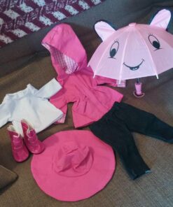 Dress Along Dolly 6pc Rainy Day 18" Doll Outfit- American Clothes & Accessories Set Includes Raincoat, Umbrella, Boots, Hat, Pants & Shirt- Perfect Holiday Girl Gift Set for Less 32 81JRQAB7obL