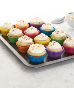 Amazon Basics Reusable Silicone Round Baking Cups, Muffin Liners, Pack of 12, Multicolor 28 81JSPqwu1sL