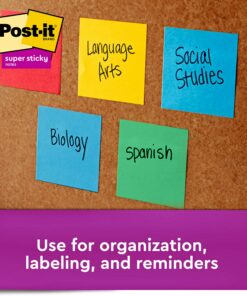 Post-it Super Sticky Notes, 3x3 in, 15 Pads, 2x the Sticking Power, Energy Boost, Bright Colors (Orange, Pink, Blue, Green), Recyclable (654-24SSAU-CP) 15 81JTYxcIlLL