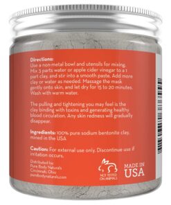 Pure Body Naturals Pure Bentonite Powder for DIY Detox Bath & Facial Mask, Pure Indian Healing Clay for Burns, Mastitis, Inflamed or Chapped Skin (8.0 oz) 31 81JURVdr9IL