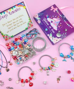 Alternative view of klmars Charm Bracelet Making Kit,Jewelry Making Supplies Beads,Unicorn/Mermaid Crafts Gifts Set for Girls Teens Age 5-12
