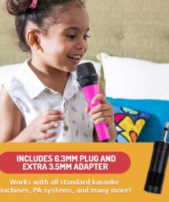 Singing Machine Wired Microphone for Karaoke, (Pink) - Unidirectional Dynamic Vocal Microphone - Plug-In Microphone for Karaoke Machine, AMP, & Speaker - Mic for Singing, Public Speaking, & Parties 1 Pink 17 81JV9y4FHVL