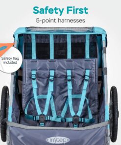 Instep Bike Trailer for Toddlers, Kids, Single and Double Seat, 2-In-1 Canopy Carrier, Multiple Colors Light Blue 27 81JW9ko97OL