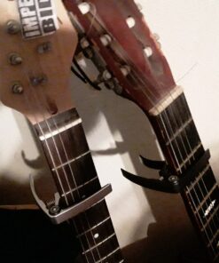 Guitar Capo (2 Pack) for Guitars, Ukulele, Banjo, Mandolin, Bass - Made of Ultra Lightweight Aluminum Metal (1.2 oz!) for 6 & 12 String Instruments - Nordic Essentials, Black+Silver Black + Silver 30 81JXhFocMiL