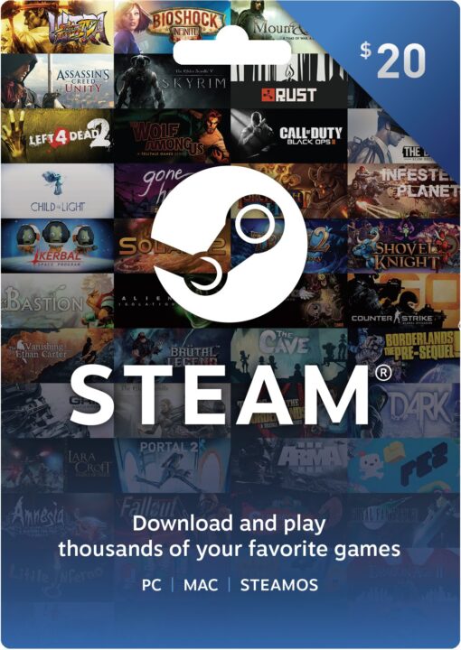 Valve Steam Gift Card - $20 $20 Gift Card