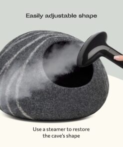 MEOWFIA Premium Felt Cat Bed Cave - Handmade 100% Merino Wool Bed for Cats and Kittens (Dark Shades) (Large, Dark Grey) Large 24 81JYiflhKnL