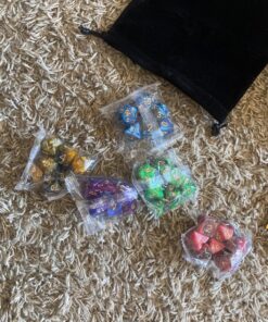 SmartDealsPro 5 x 7-Die Double-Colors Polyhedral Dice Sets with Pouches for D&D DND RPG MTG Dungeon and Dragons Table Board Roll Playing Games D4 D6 D8 D10 D% D12 D20 5-color Sets 67 81JYmMWZPKL
