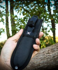 BladesUSA Perfect Point Throwing Knives – Set of 3 – Black Stainless Steel Blades and Handles w/ Spider Design, Nylon Sheath, Full Tang Construction, Well Balanced, Throwing Sport Knives – RC-1793B 29 81JYzzjkFvL