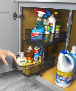 Alternative view of Sorbus 2 Tier Under the Sink Organizer Baskets with Mesh Sliding Drawers —Ideal for Cabinet, Countertop, Pantry, and Desktop, for Bathroom, Kitchen, Office, etc.—Made of Steel (Black) Black