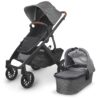 UPPAbaby Vista V2 Stroller|Convertible Single-To-Double Stroller System|Bassinet, Toddler Seat, Bug Shield, Rain Shield, and Storage Bag Included|Greyson (Charcoal Mélange/Carbon Frame/Saddle Leather) Greyson 29 81JZU fsBEL