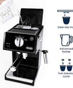 De'Longhi ECP3120 15 Bar Espresso Machine with Advanced Cappuccino System, 9.6 x 7.2 x 11.9 inches, Black/Stainless Steel 20 81JZbItGImL