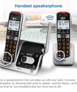 AT&T BL102-2 DECT 6.0 2-Handset Cordless Phone for Home with Answering Machine, Call Blocking, Caller ID Announcer, Audio Assist, Intercom, and Unsurpassed Range, Silver/Black 2 Handset 28 81JZfJYy7qL