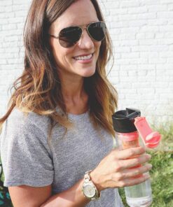 Savvy Infusion Flip Top Fruit Infuser Water Bottle - Unique Leak Proof Lid for Hikes, Outdoors - Dishwasher Safe Made with Tritan Shatter Proof Plastic - Great Gifts for Women - 24 Ounces Coral 11 81Ja7PiS3TL