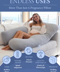 Pharmedoc Pregnancy Pillows, U-Shape Full Body Pillow – Jersey Cover Grey – Pregnancy Pillows for Sleeping – Body Pillows for Adults, Maternity Pillow and Pregnancy Must Haves U Grey 23 81Jb2B8OXJL