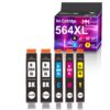 Much&More Compatible Ink Cartridge Replacement for HP 564XL 564 Work for Photosmart 5510 5511 5512 5514 5515 5520 5522 B209 B210 Officejet 4610 4622 Deskjet 3521 3526 (5 Pack, 2 x BK + C + M + Y)