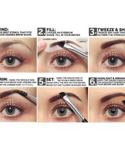 Aesthetica Brow Contour Kit 16-Piece Eyebrow Makeup Palette Set 6 Eyebrow Powders, 5 Eyebrow Stencils, Spoolie/Brush Duo, Tweezers, Eye Brow Wax, Highlighter - Unique Gifts For Women For Her Birthday 29 81JcA55YT5L